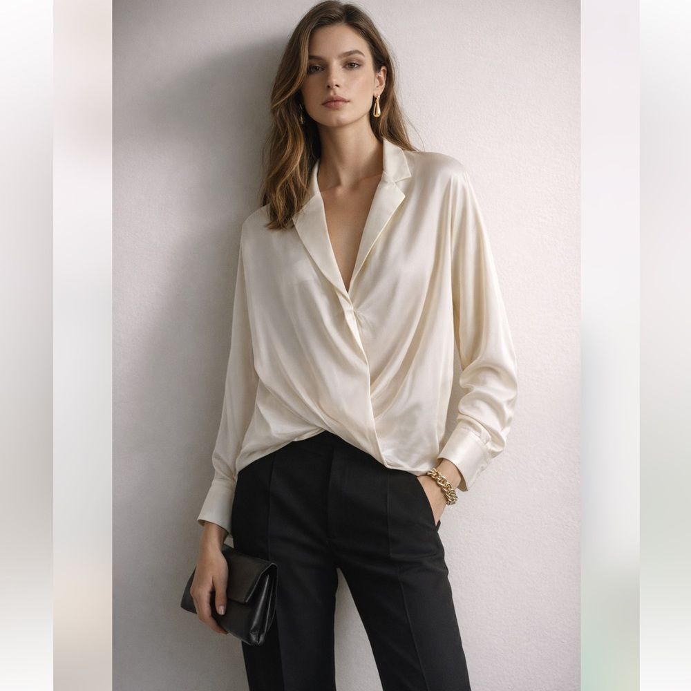 Vince Silk Blouse Ivory 2 NWOT